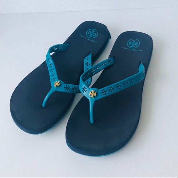 Tory Burch Shoes - Tory Burch Blue flip flops size 7